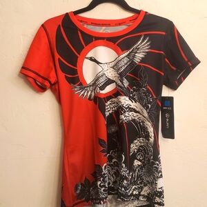 Ink Burn dry ice super light fabric women's medium shirt moonlit crane